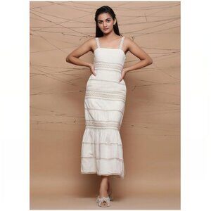 SeamsFriendly Ecru Jute Laced Handspun 100% Cotton Camisole Maxi Dress